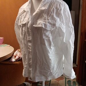 Cj Banks White Eyelet Jacket 1x